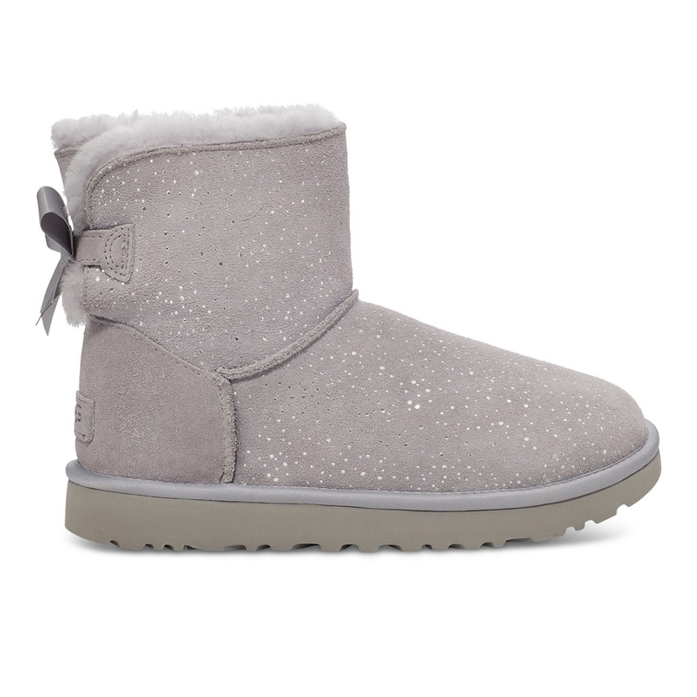 NIB UGG Mini Bailey Bow Metallic Spots Embellished Genuine Shearling Booties - Picture 2 of 12